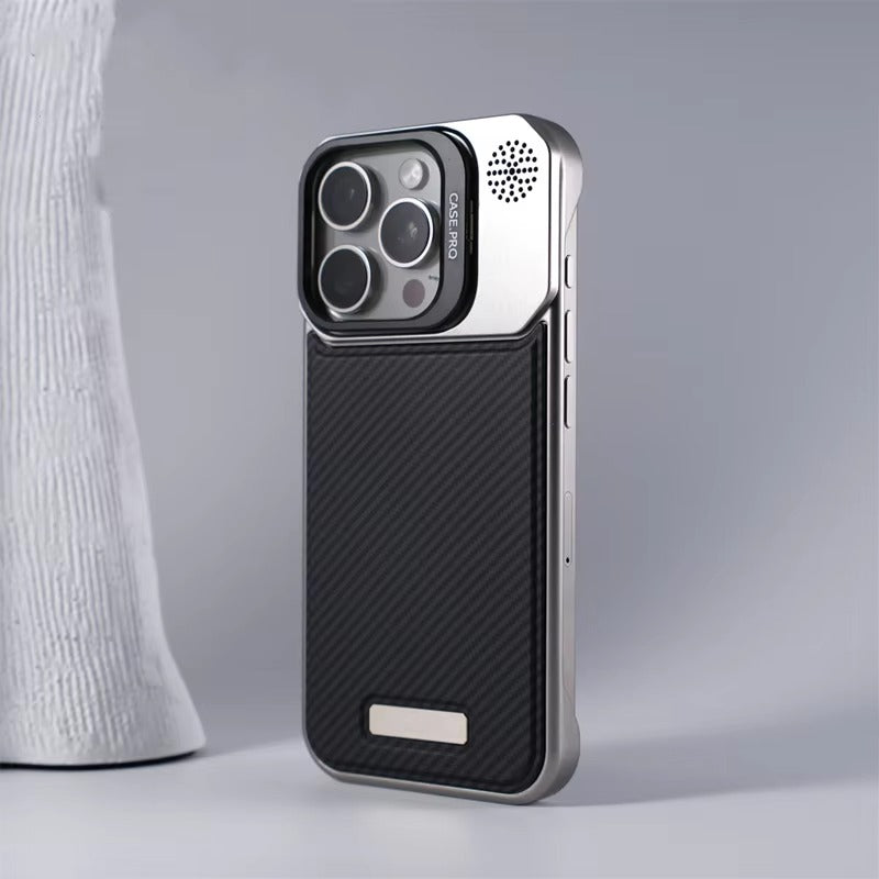 Luxury Apple iPhone Case, MagSafe Compatible, Camera Lens & Screen Protection, Ultra Thin, Shockproof, Magnetic Full All Around Cover – Frameless Carbon Fiber Pattern Slim Case with Lens Holder & Wireless Charging Support