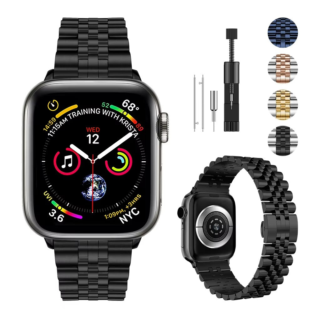 Luxury Stainless Steel Watch Band – Adjustable Metal Strap Bracelet with Secure Clasp for 40mm to 49mm Smartwatch, Durable 