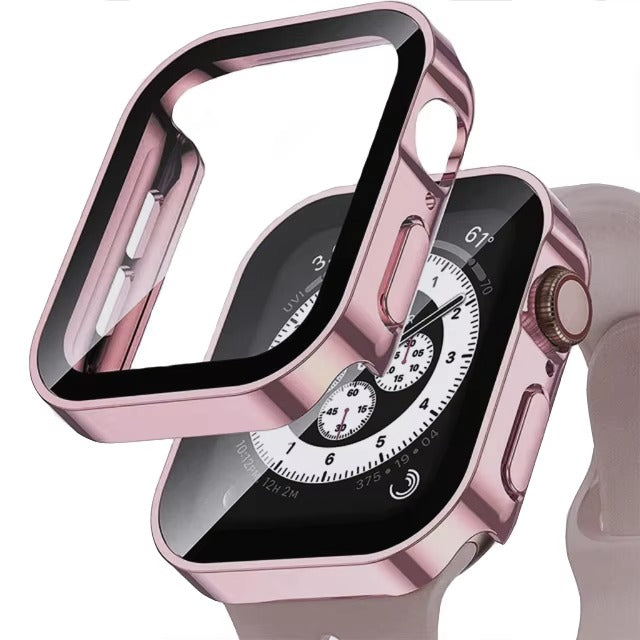 Premium Glass Screen Protector Case – Full Coverage, Straight Edge, Shock-Resistant, Snap-On Protective Cover for 40mm to 49mm Smartwatches
