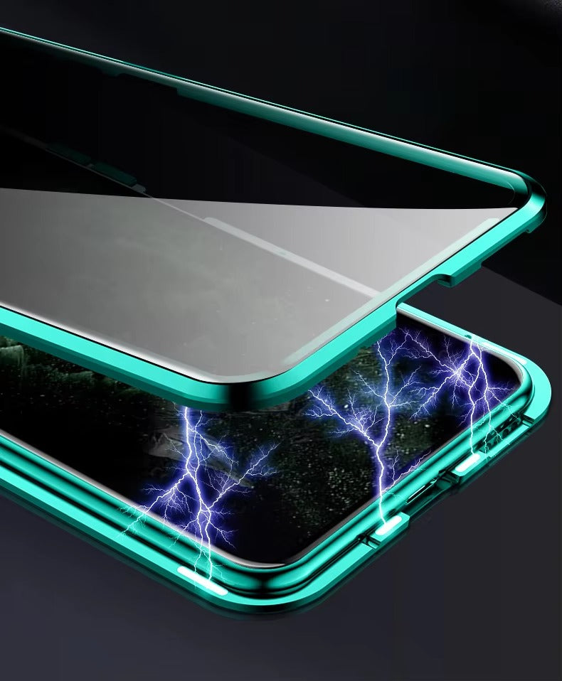 High Quality Apple iPhone Case, MagSafe Compatible, Camera Lens & Screen Protection, Ultra Thin, Shockproof, Magnetic Full All Around Cover – Double Glass Magnetic Case with Anti-Peeping Privacy Screen & Metal Frame Protection