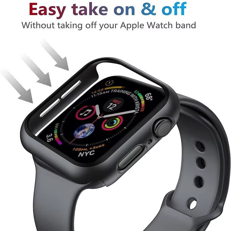 Premium Glass Screen Protector with Case Cover – Full Coverage Shockproof Protective Shell for 38mm to 45mm Smartwatch