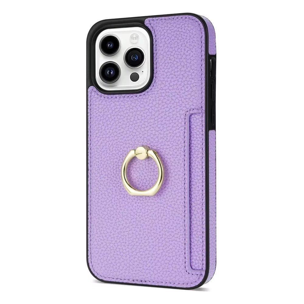 Luxury Card Slot Litchi Leather Apple iPhone Case, MagSafe Compatible, Ultra Thin Magnetic Shockproof Full Cover 