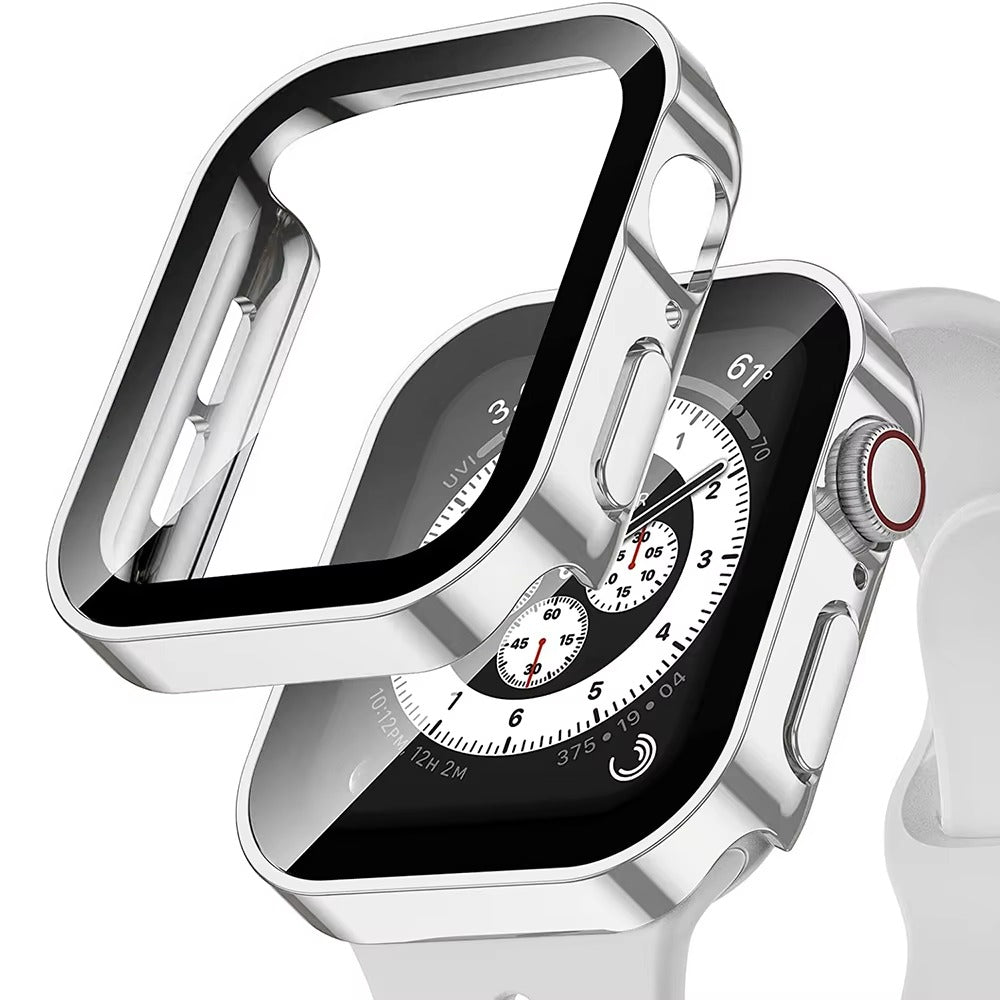 High Quality Tempered Glass Case for Apple Watch – Straight Edge, Full Coverage Display Protector Film, Shock-Resistant Shell for 40mm to 45mm Smartwatches