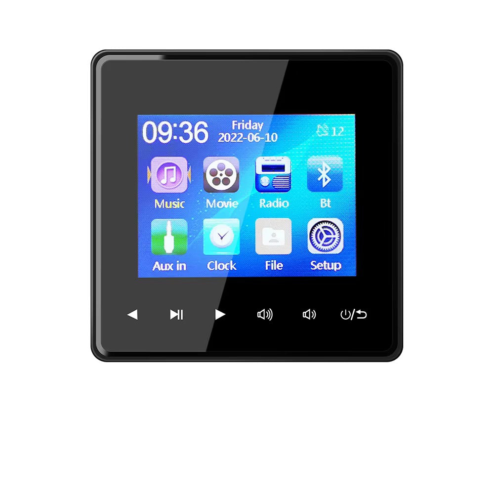 Premium Bluetooth Wall Amplifier for iPhone, 2.8" HD Touchscreen Music Control Panel, Smart Home Stereo System with FM, AUX, and Digital Audio