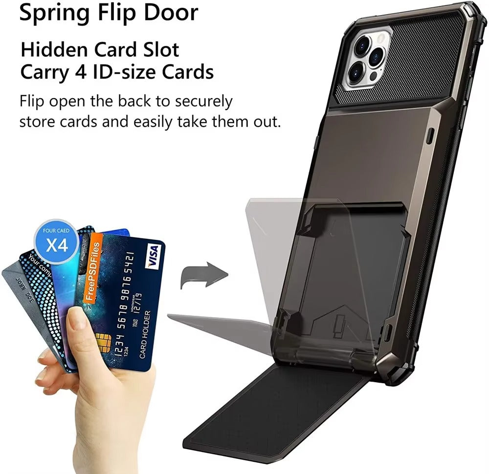 Luxury Wallet Apple iPhone Case, MagSafe Compatible Shockproof Cover with Camera Screen Protection, 4 Card Slot Holder Design