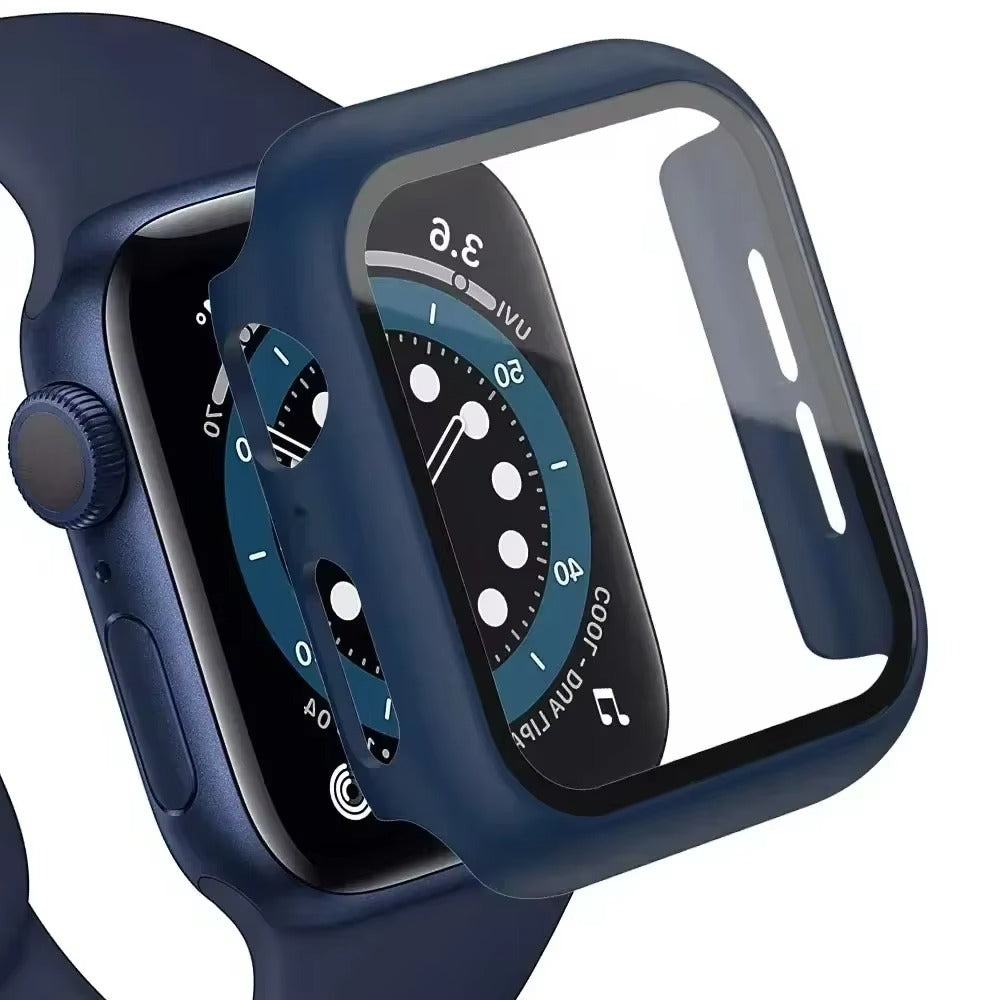 Tempered Glass Screen Protector Case – Full Cover Shockproof Bumper with Ultra-Clear Touch Glass, Compatible with 38mm to 45mm Smartwatches