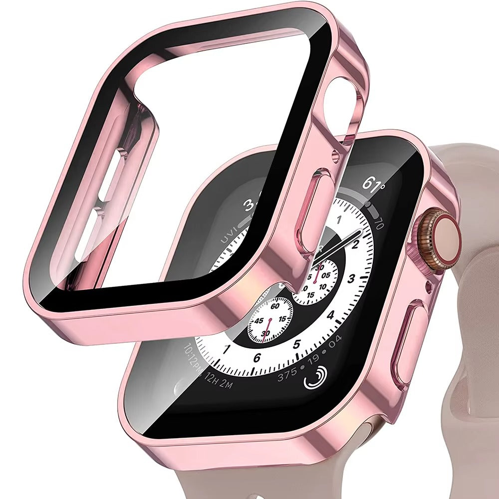 High Quality Tempered Glass Case for Apple Watch – Straight Edge, Full Coverage Display Protector Film, Shock-Resistant Shell for 40mm to 45mm Smartwatches