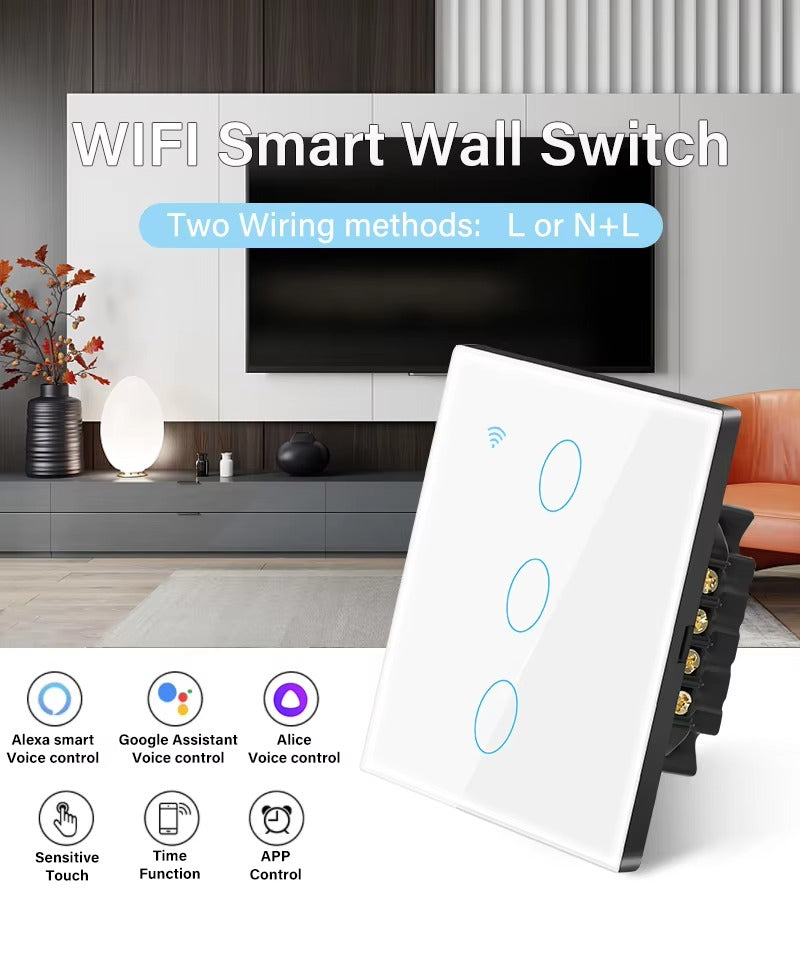 High Quality Smart WiFi Light Switch for iPhone, No Neutral Wire Required, Touch Sensor Wall Switch with App Control and Apple Home Compatibility