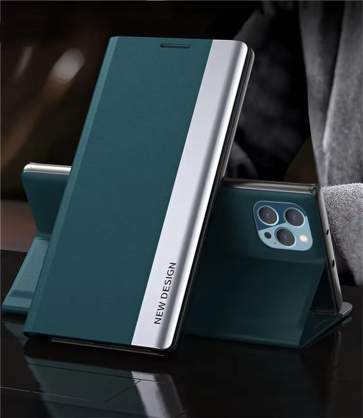 Luxury Apple iPhone Case, MagSafe Compatible, Camera Lens and Screen Protection, Ultra Thin, Shockproof, Magnetic, Full All Around Protection, Leather Flip Stand Cover