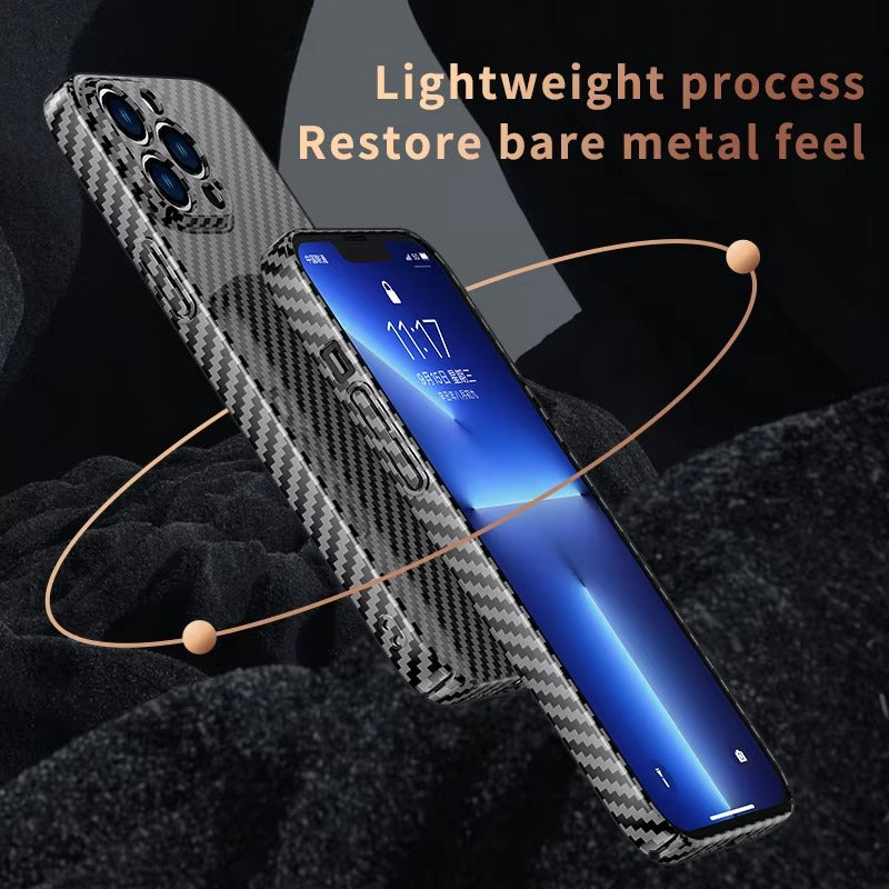 Premium Carbon Fiber Apple iPhone Case, MagSafe Compatible, Ultra Thin Magnetic Screen and Camera Guard, Sleek Matte Finish