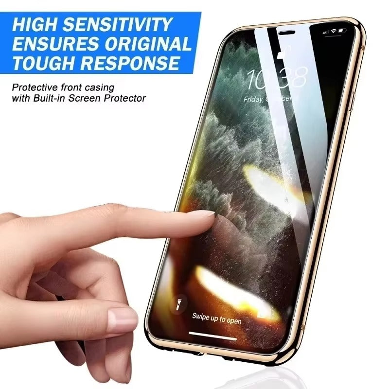 Premium Magnetic Glass Apple iPhone Case, MagSafe Compatible, Ultra Thin Shockproof Full Metal Frame Cover