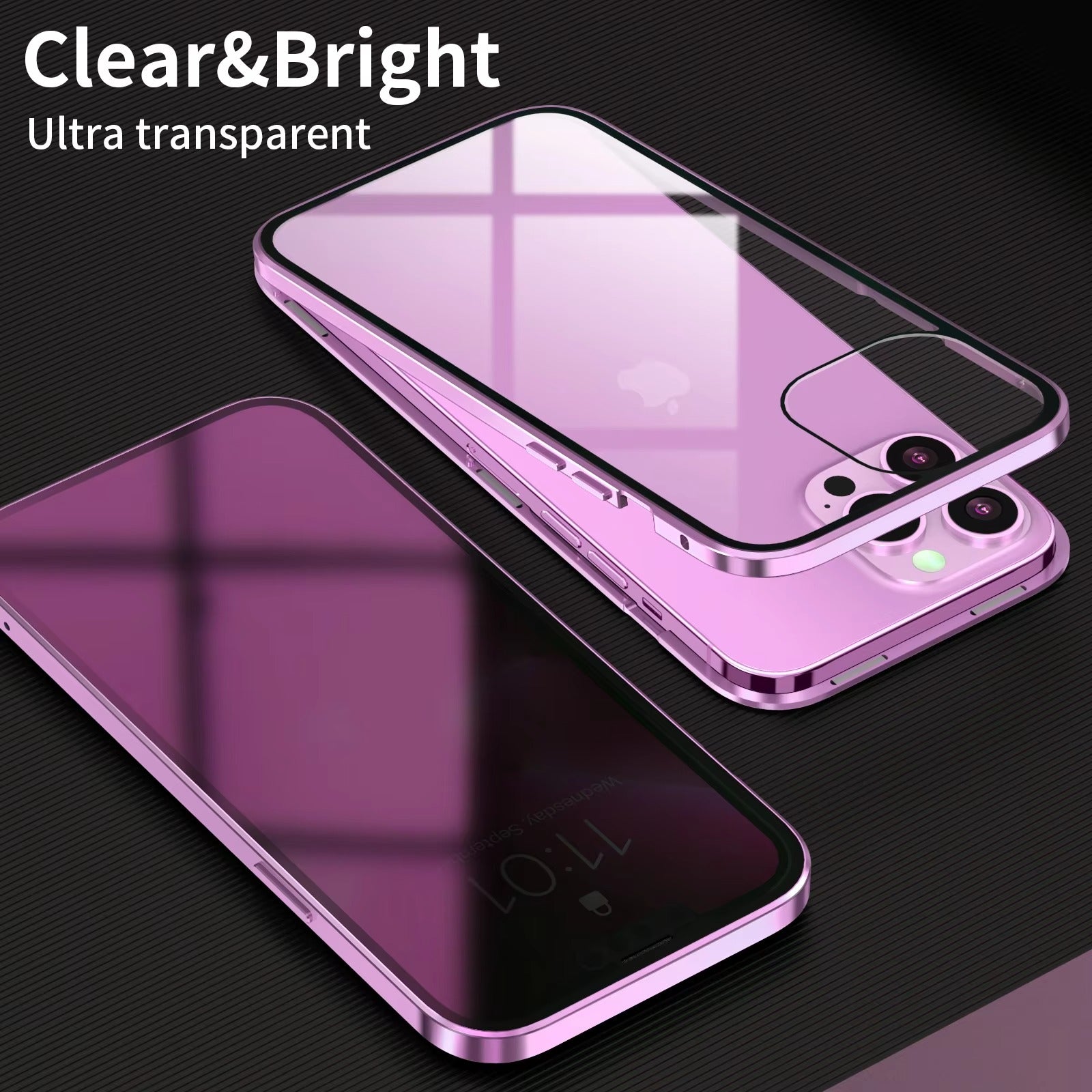 High Quality Apple iPhone Case, MagSafe Compatible, Camera Lens & Screen Protection, Ultra Thin, Shockproof, Magnetic Full All Around Cover – Double Glass Magnetic Case with Anti-Peeping Privacy Screen & Metal Frame Protection