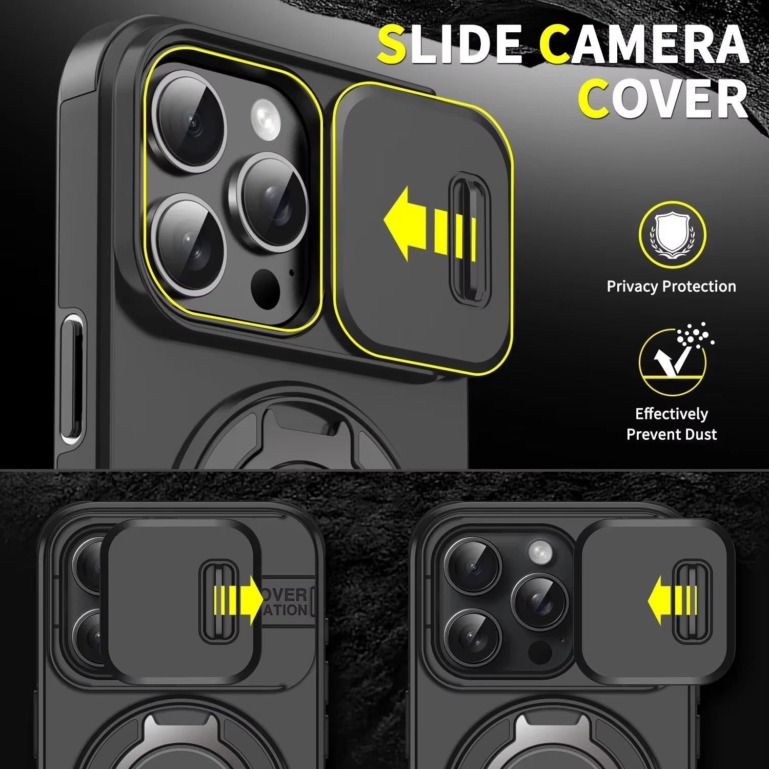 Robust Apple iPhone Case, MagSafe Compatible, Camera Lens and Screen Protection, Ultra Thin, Shockproof, Magnetic, Full All Around Protection, Slide Ring Armor Cover