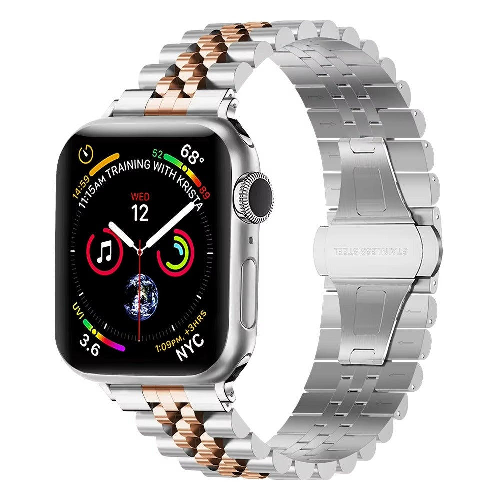 Luxury Stainless Steel Watch Band – Adjustable Metal Strap Bracelet with Secure Clasp for 40mm to 49mm Smartwatch, Durable 