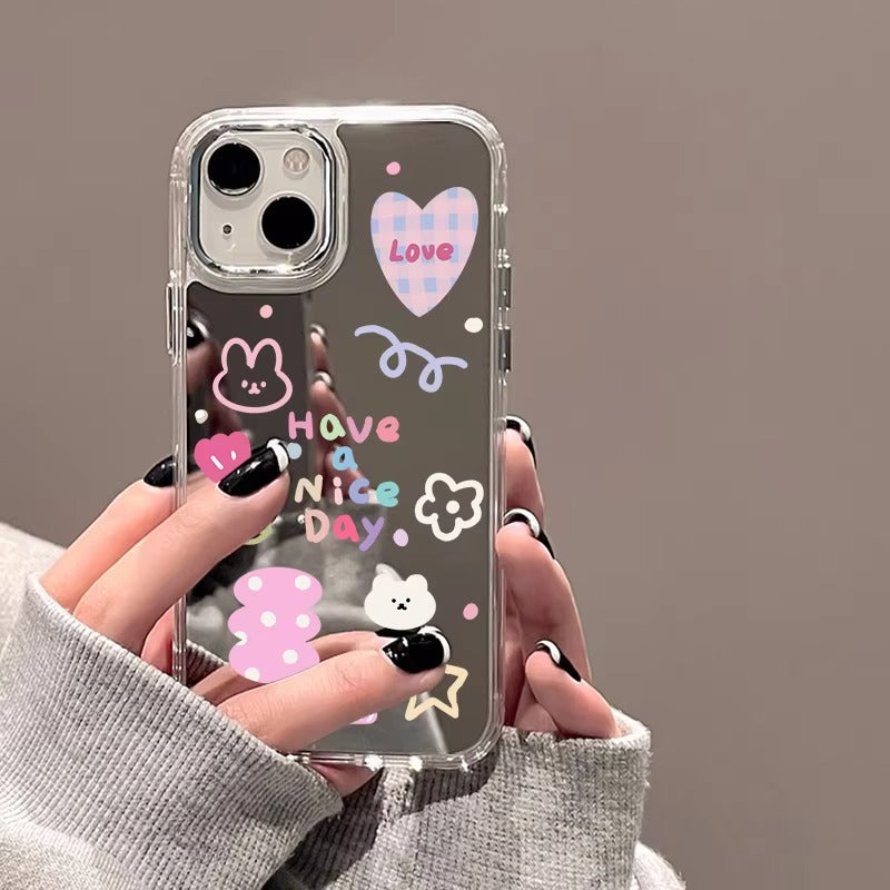 Luxury Apple iPhone Case, MagSafe Compatible, Camera Lens and Screen Protection, Ultra Thin, Shockproof, Magnetic, Full All Around Protection, Heart Mirror Soft Cover