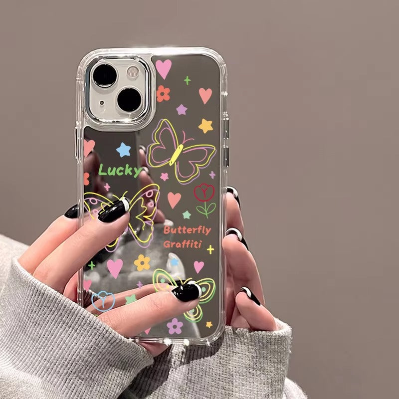 Luxury Apple iPhone Case, MagSafe Compatible, Camera Lens and Screen Protection, Ultra Thin, Shockproof, Magnetic, Full All Around Protection, Heart Mirror Soft Cover