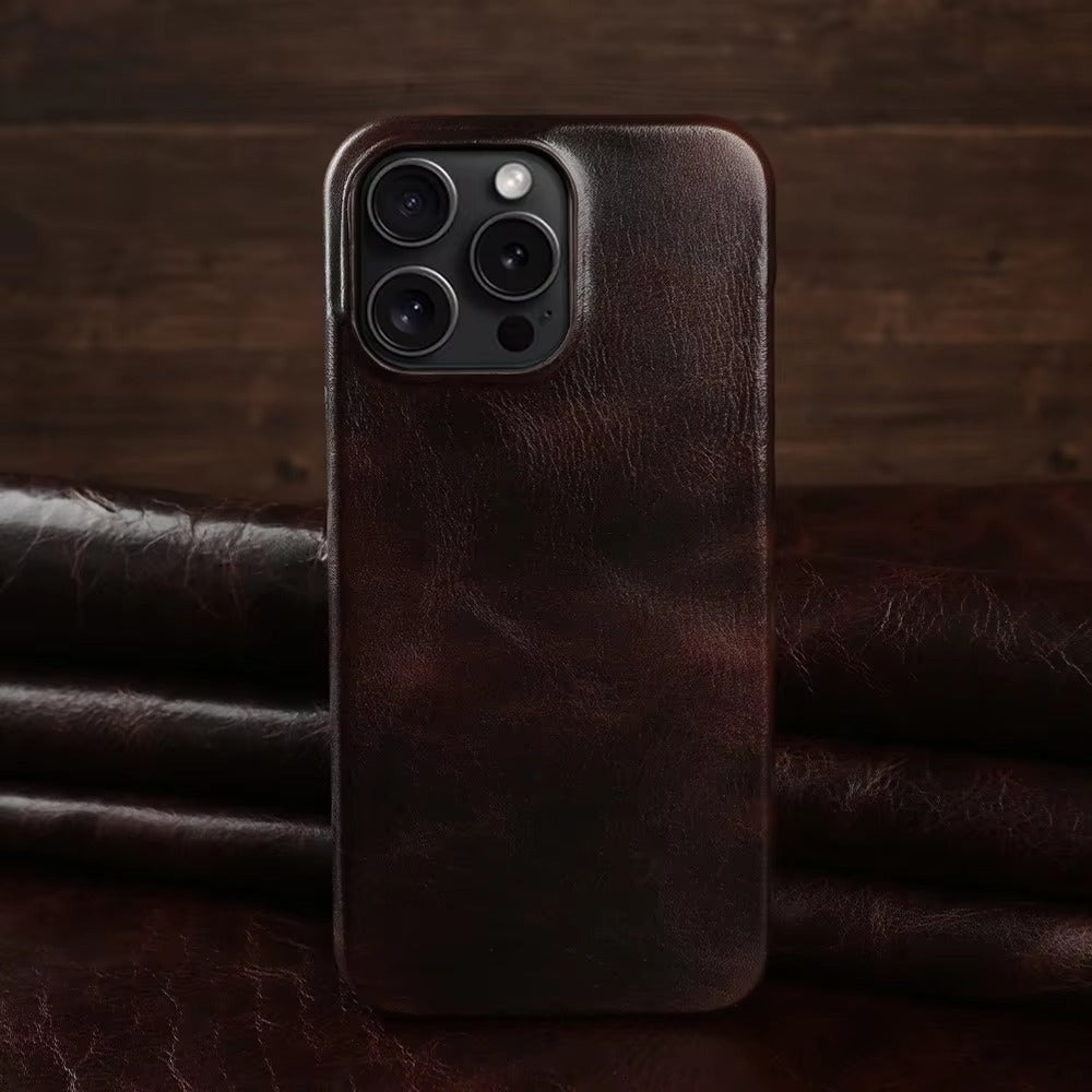 Luxury Genuine Leather Apple iPhone Case, MagSafe Compatible, Ultra Thin Magnetic and Durable Back Shell Design
