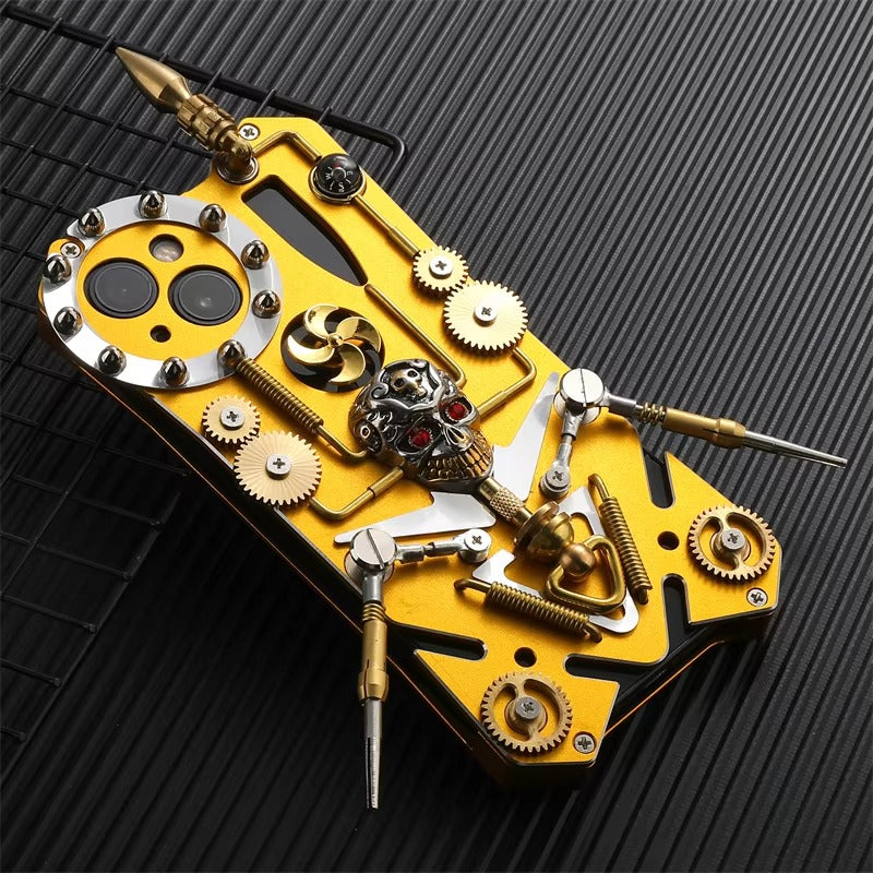Luxury Armor Apple iPhone Case, MagSafe Compatible, Magnetic Cover with Metal Kickstand, Back and Skull Compass Design