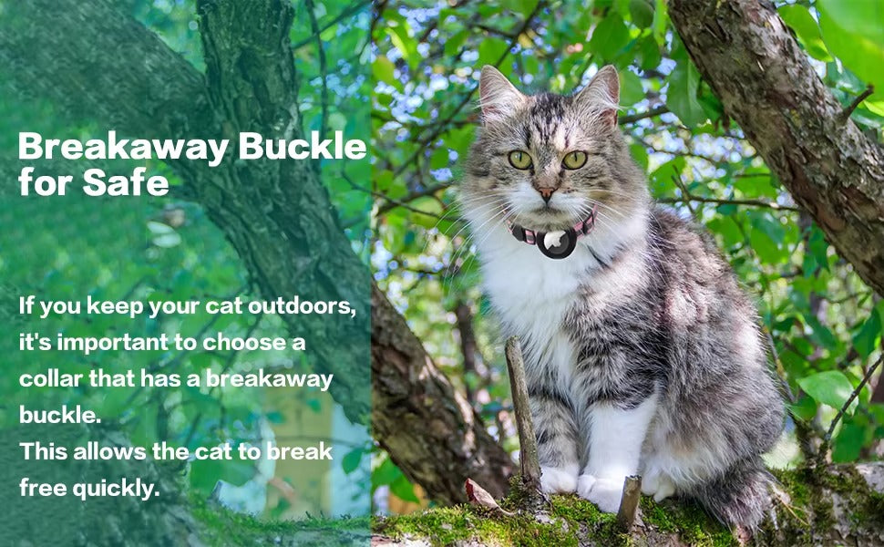 Premium Reflective Cat Collar with AirTag Holder – Adjustable Breakaway Design with Bell for Kittens and Small Pets 0.4" Wide