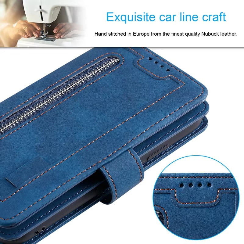 Luxury Leather Apple iPhone Case,Ultra Thin Magnetic Shockproof Full Protection Cover with Flip Wallet Design