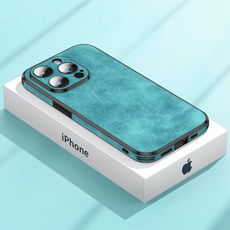 Shockproof Magnetic Leather Apple iPhone Case, MagSafe Compatible, Full Lens and Screen Protection, Slim Bumper Grip Cover for Everyday Mobile Use