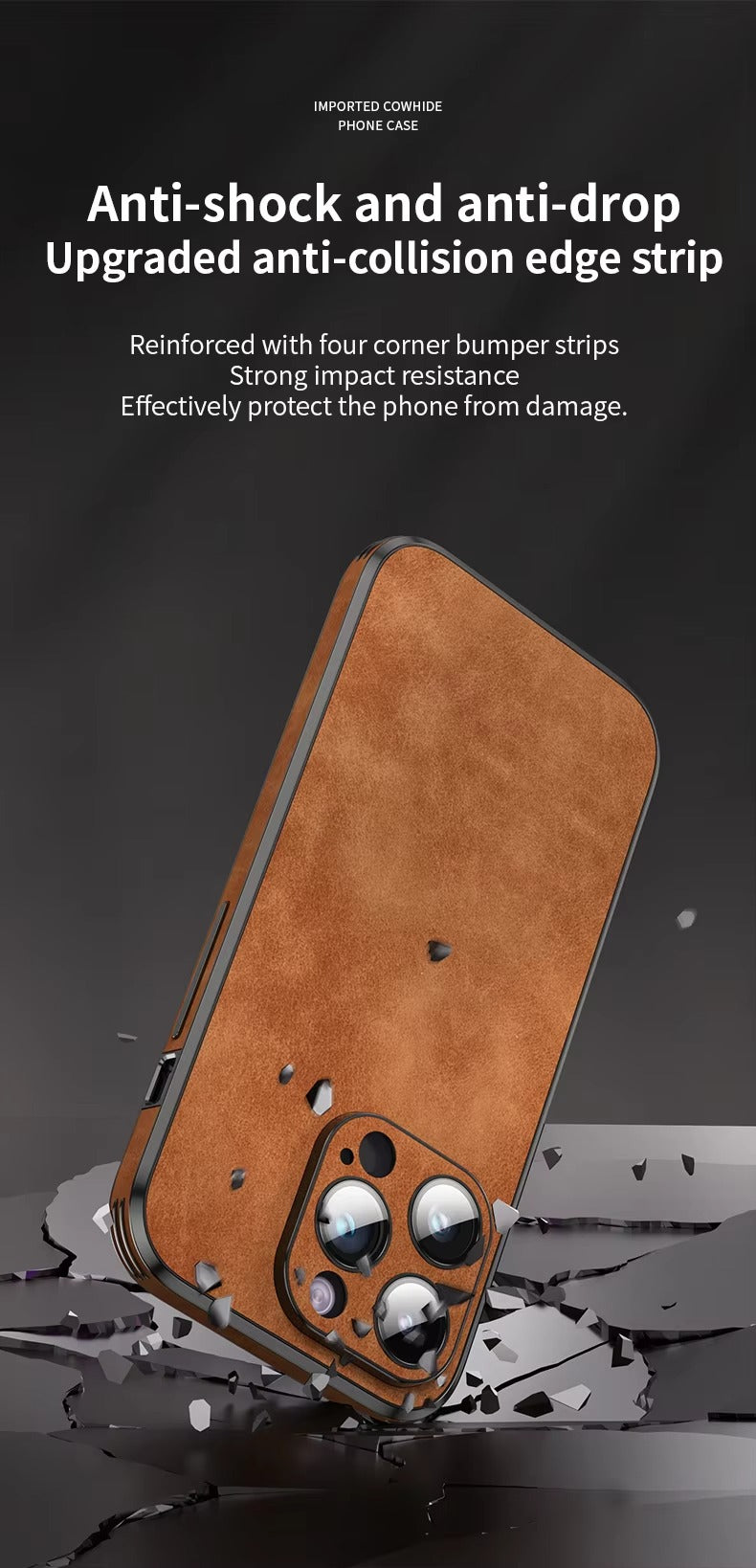 Shockproof Magnetic Leather Apple iPhone Case, MagSafe Compatible, Full Lens and Screen Protection, Slim Bumper Grip Cover for Everyday Mobile Use