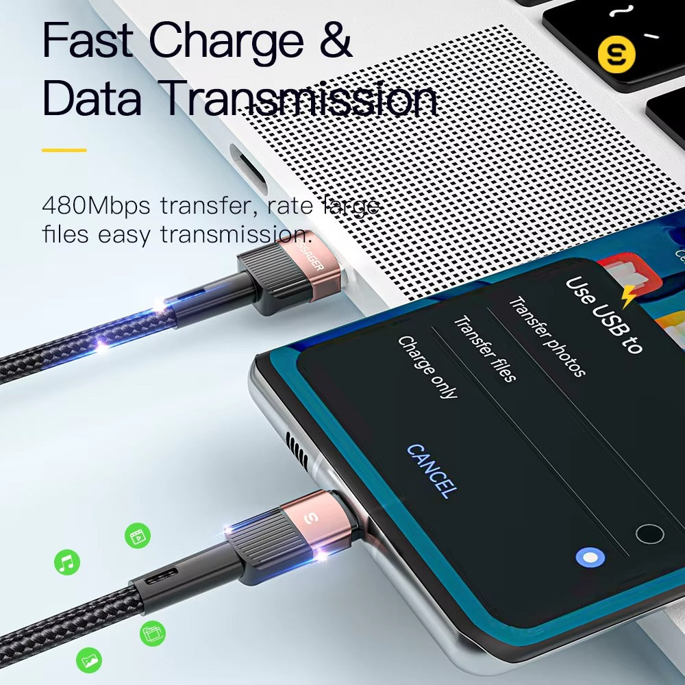 High Power 7A USB-A to USB-C Fast Charging Cable – 80W/100W Quick Charge Cord, 480Mbps Data Sync, Durable Aluminum Braided Wire, 0.5m 1m 2m 3m Options