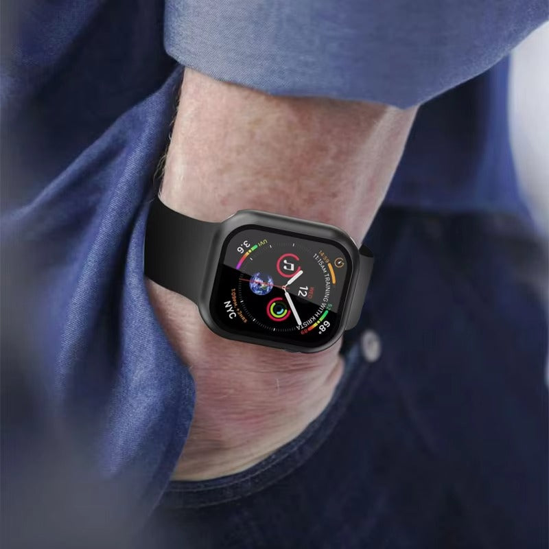 Premium Glass Screen Protector with Case Cover – Full Coverage Shockproof Protective Shell for 38mm to 45mm Smartwatch, Scratch-Resistant Watch Accessory