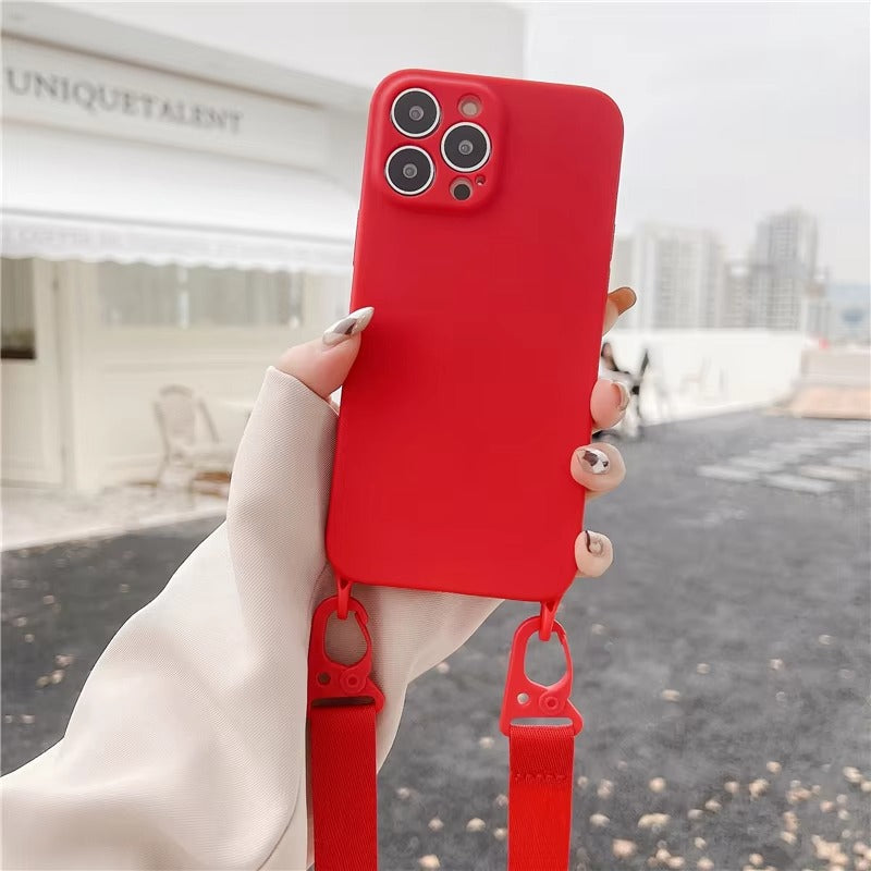 High Quality Apple iPhone Case,Ultra Thin Full Protection Cover with Soft Silicone Shell and Crossbody Necklace Lanyard