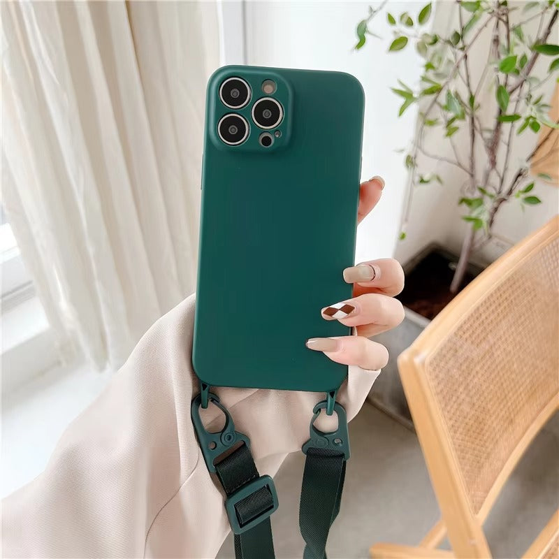 High Quality Apple iPhone Case,Ultra Thin Full Protection Cover with Soft Silicone Shell and Crossbody Necklace Lanyard