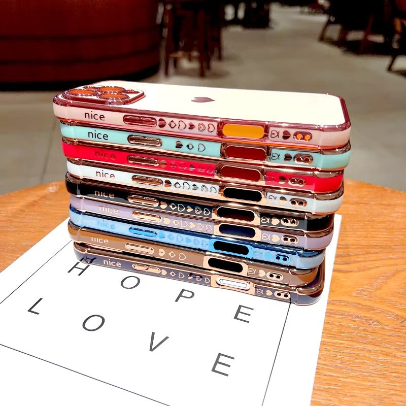 Luxury Apple iPhone Case MagSafe Compatible, Camera Lens & Screen Protection, Ultra Thin Shockproof Magnetic Full All Around Protection Cover with Electroplated Love Heart Design