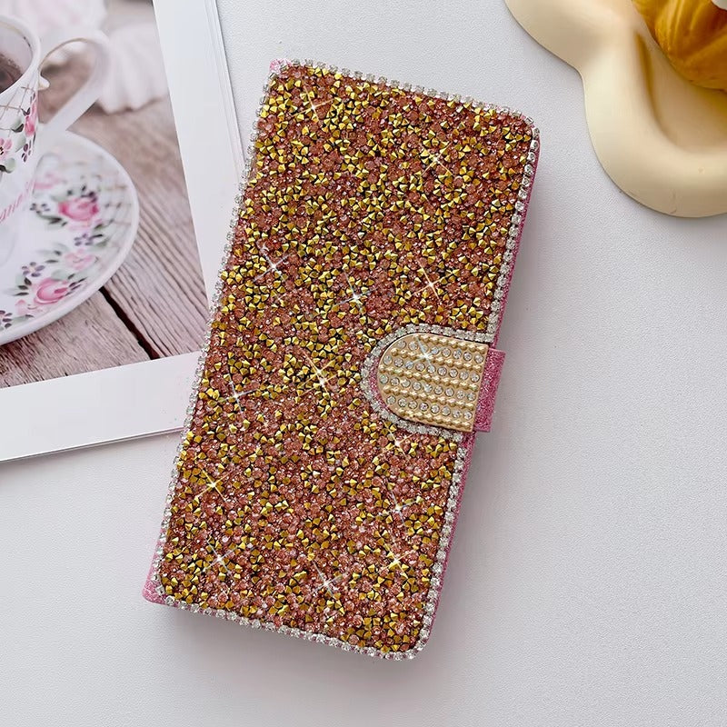 Luxury Apple iPhone Case, MagSafe Compatible, Camera Lens and Screen Protection, Ultra Thin, Shockproof, Magnetic, Full All Around Protection, Glitter Leather Wallet Cover