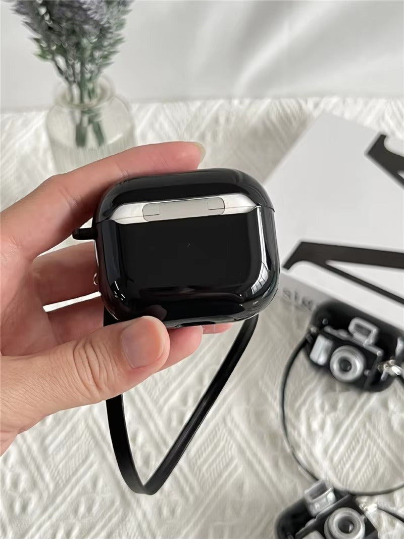 Creative Camera Earphone Case with Strap for AirPods 1, 2, 3, 4, Pro, Pro 2 – Soft Silicone Protective Cover for Wireless Charging Headphones, Fun Design
