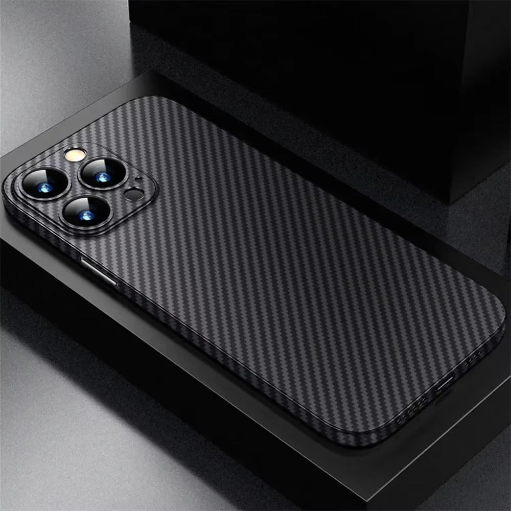 Luxury Apple iPhone Case, MagSafe Compatible, Camera Lens & Screen Protection, Ultra Thin, Shockproof, Magnetic Full All Around Cover – Ultra Thin 0.2mm Carbon Fiber Matte PP Back Cover for Lightweight Sleek Protection