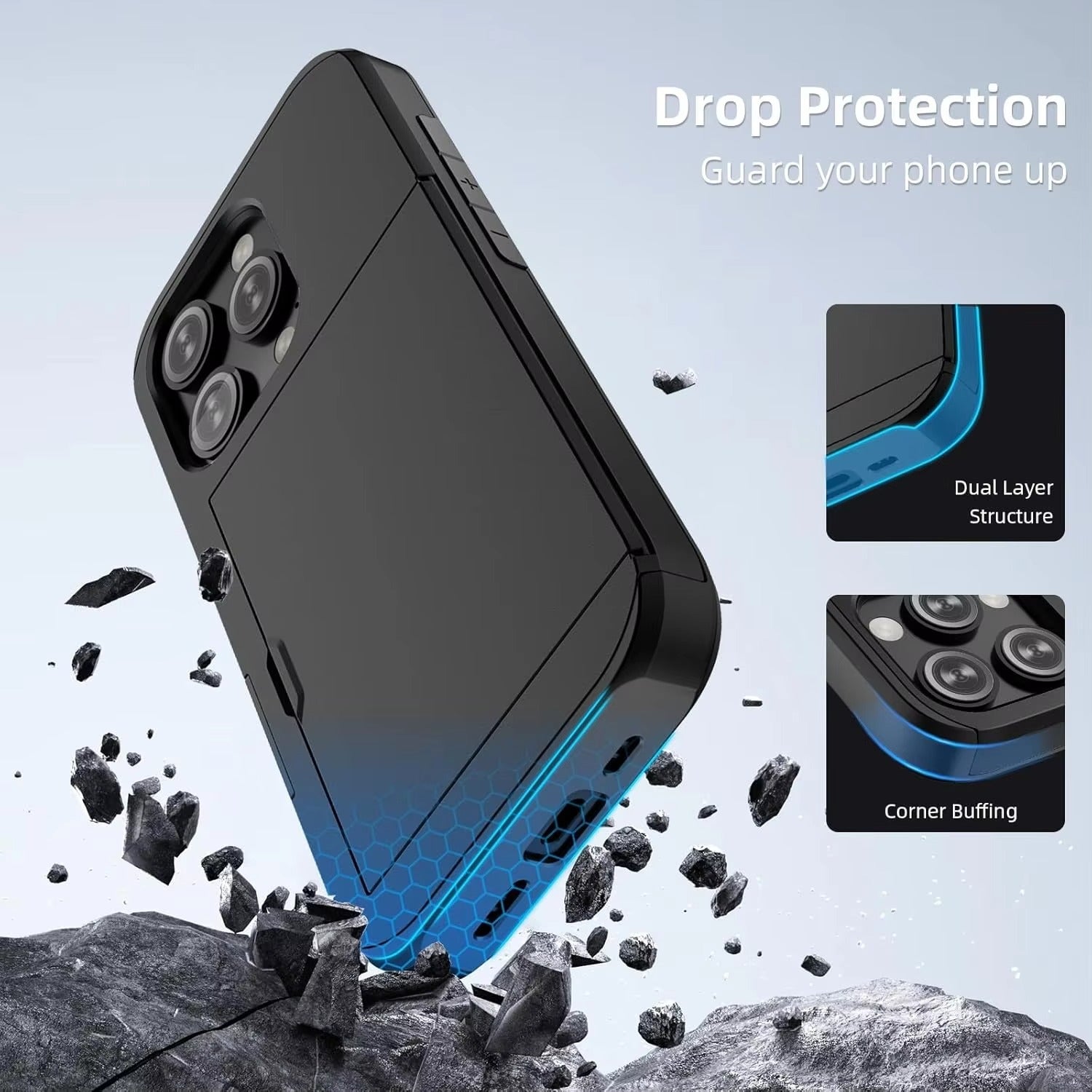 Robust Apple iPhone Case, MagSafe Compatible, Camera Lens and Screen Protection, Ultra Thin, Shockproof, Magnetic, Full All Around Protection, Slide Card Wallet Cover