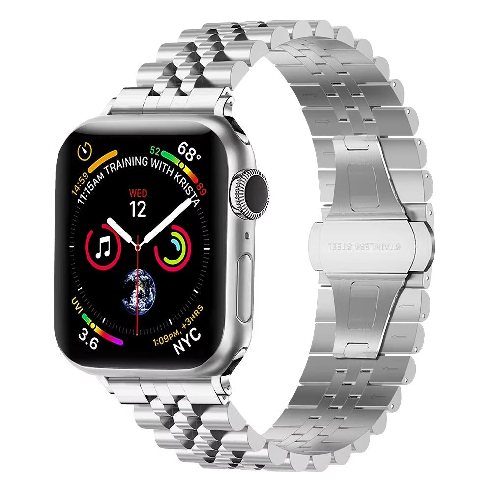 Luxury Stainless Steel Watch Band – Adjustable Metal Strap Bracelet with Secure Clasp for 40mm to 49mm Smartwatch, Durable 