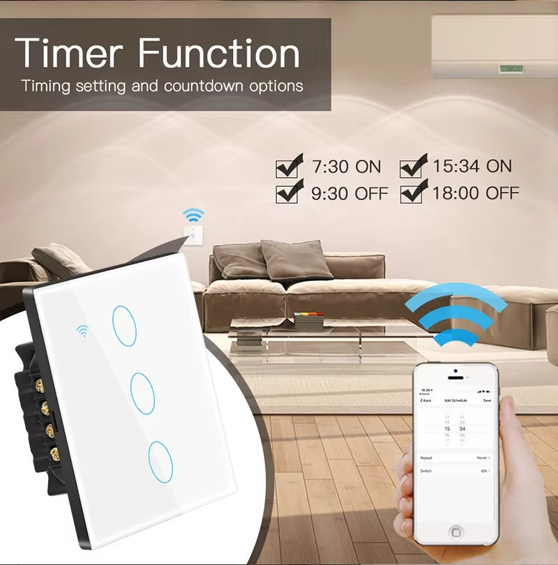 High Quality Smart WiFi Light Switch for iPhone, No Neutral Wire Required, Touch Sensor Wall Switch with App Control and Apple Home Compatibility