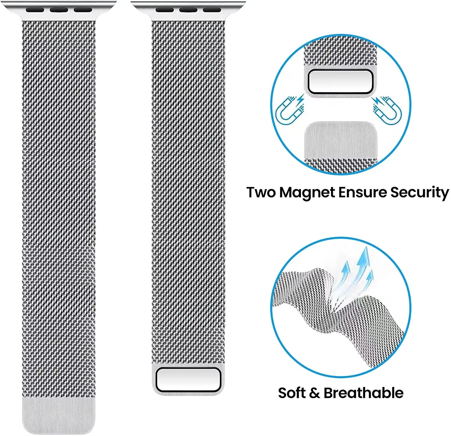 Luxury Magnetic Stainless Steel Watch Band – Adjustable Milanese Loop , Slim Metal Bracelet for 40–49mm Smartwatches