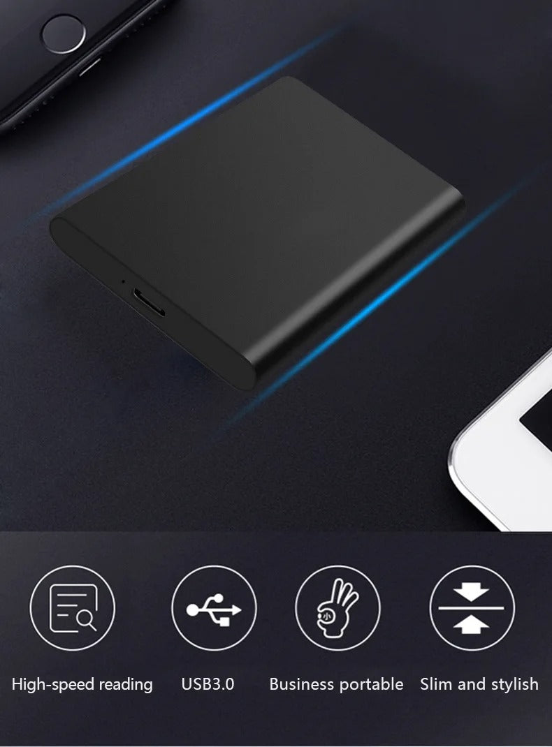 High-Speed External SSD 1TB 2TB – Portable USB 3.1 Solid State Drive, Ultra Slim, Shockproof, Waterproof, Type-C & USB Compatible for Mac/Windows PCs