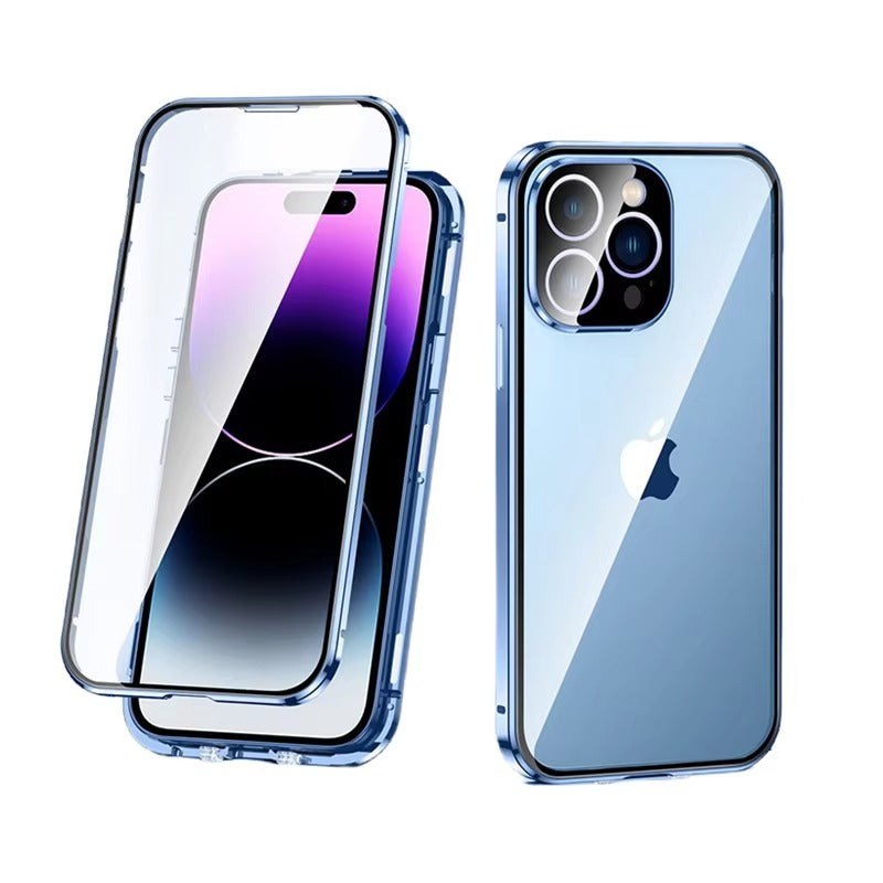 Premium Apple iPhone Case MagSafe Compatible, Camera Lens & Screen Protection, Cover with 360 Metal Glass Bumper