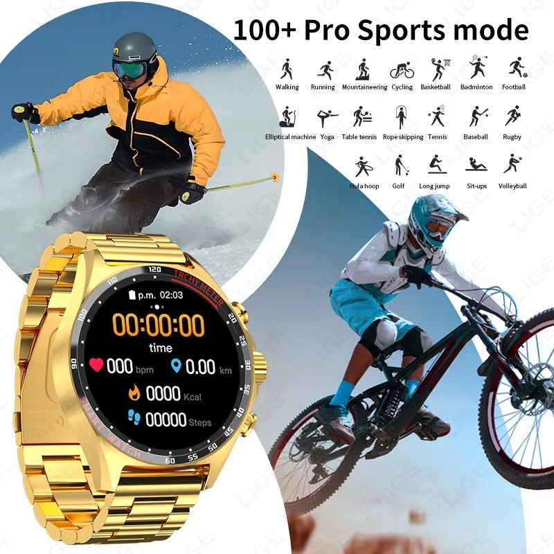 Robust Outdoor Smartwatch for iPhone – NFC Access Control, GPS Positioning, Compass, 400mAh Battery, IP68 Waterproof Fitness & Health Tracker for Men