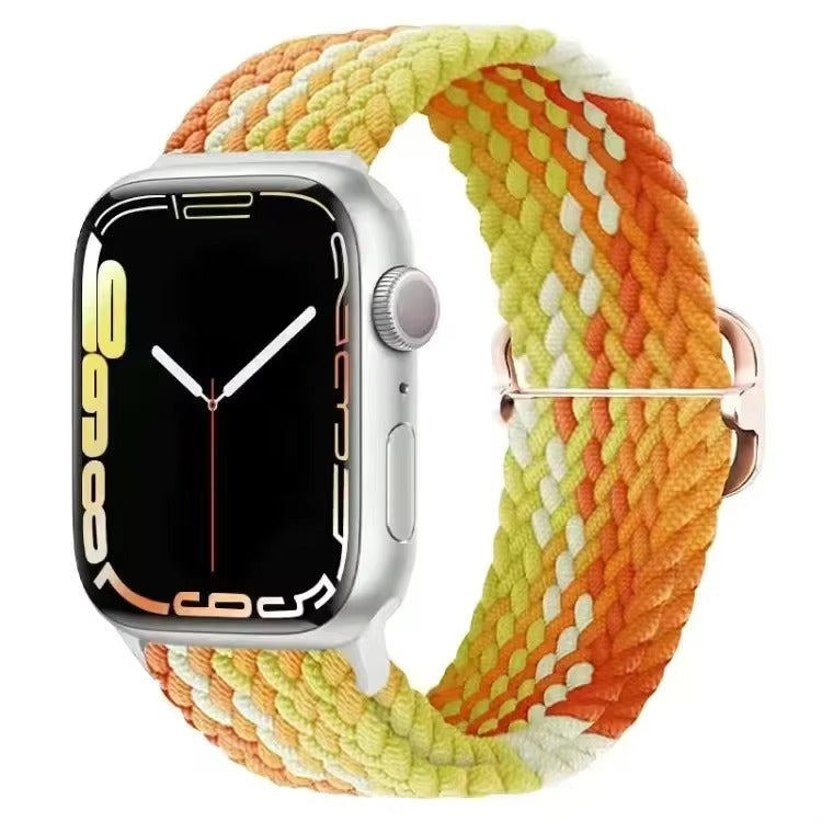 Premium Nylon Braided Solo Loop for Apple Watch – Adjustable Elastic Strap, Breathable Band for 40mm to 46mm Apple 
