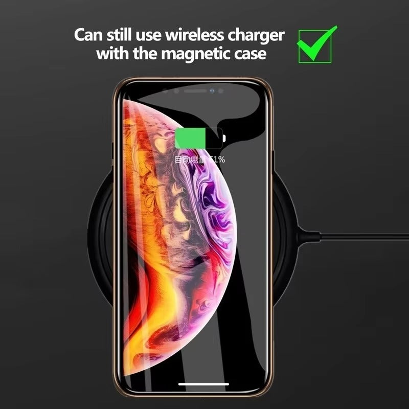 Premium Apple iPhone Case, MagSafe Compatible, Camera Lens & Screen Protection, Ultra Thin, Shockproof, Magnetic Full All Around Cover – 360° Magnetic Metal Case with Tempered Glass Privacy Screen & Anti-Spy Protection