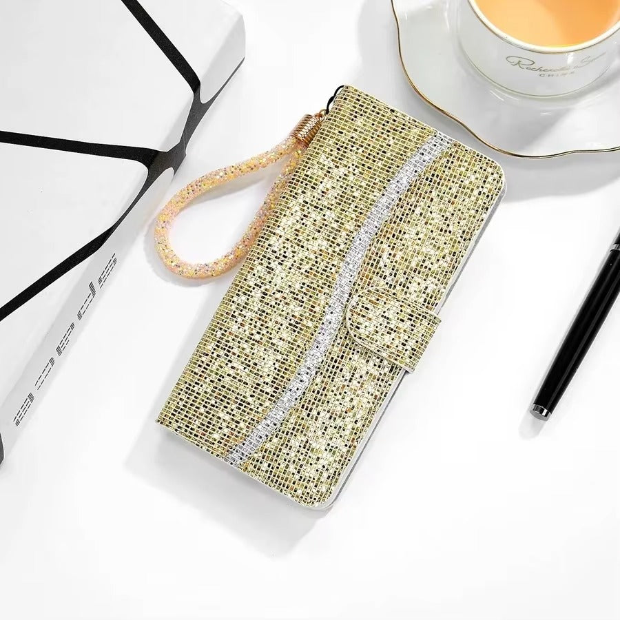 Luxury Apple iPhone Case, MagSafe Compatible, Camera Lens and Screen Protection, Ultra Thin, Shockproof, Magnetic, Full All Around Protection, Glitter Wallet Strap Cover