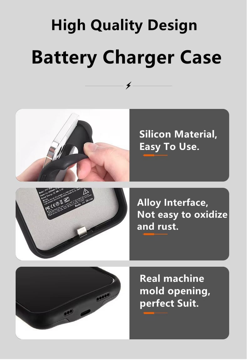 High Capacity Apple iPhone Case MagSafe Compatible, Camera Lens & Screen Protection, Ultra Thin Shockproof Magnetic Full All Around Protection Charging Cover with Built-In Battery