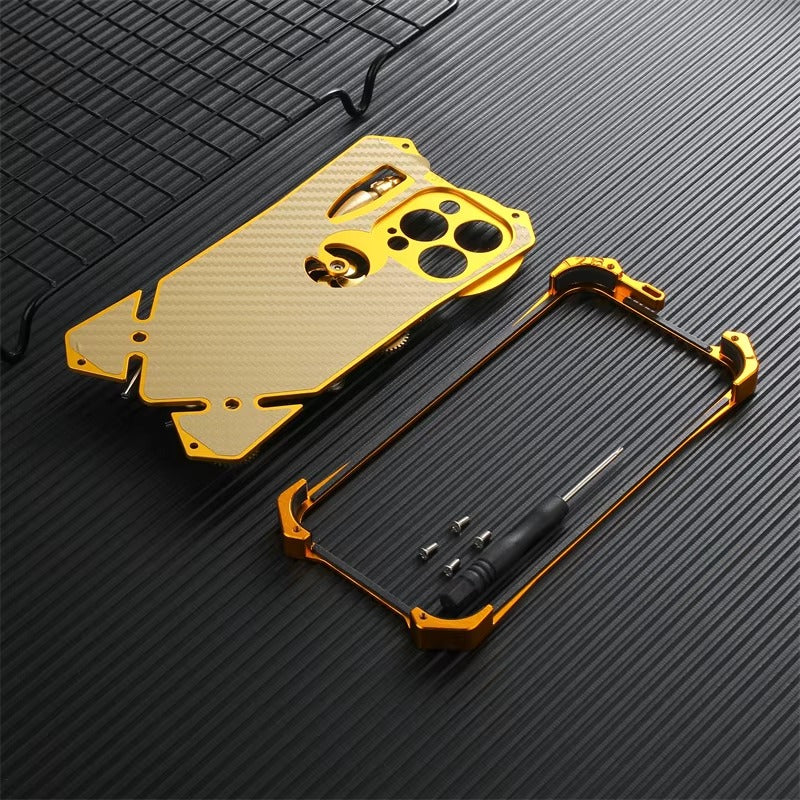Luxury Armor Apple iPhone Case, MagSafe Compatible, Magnetic Cover with Metal Kickstand, Back and Skull Compass Design