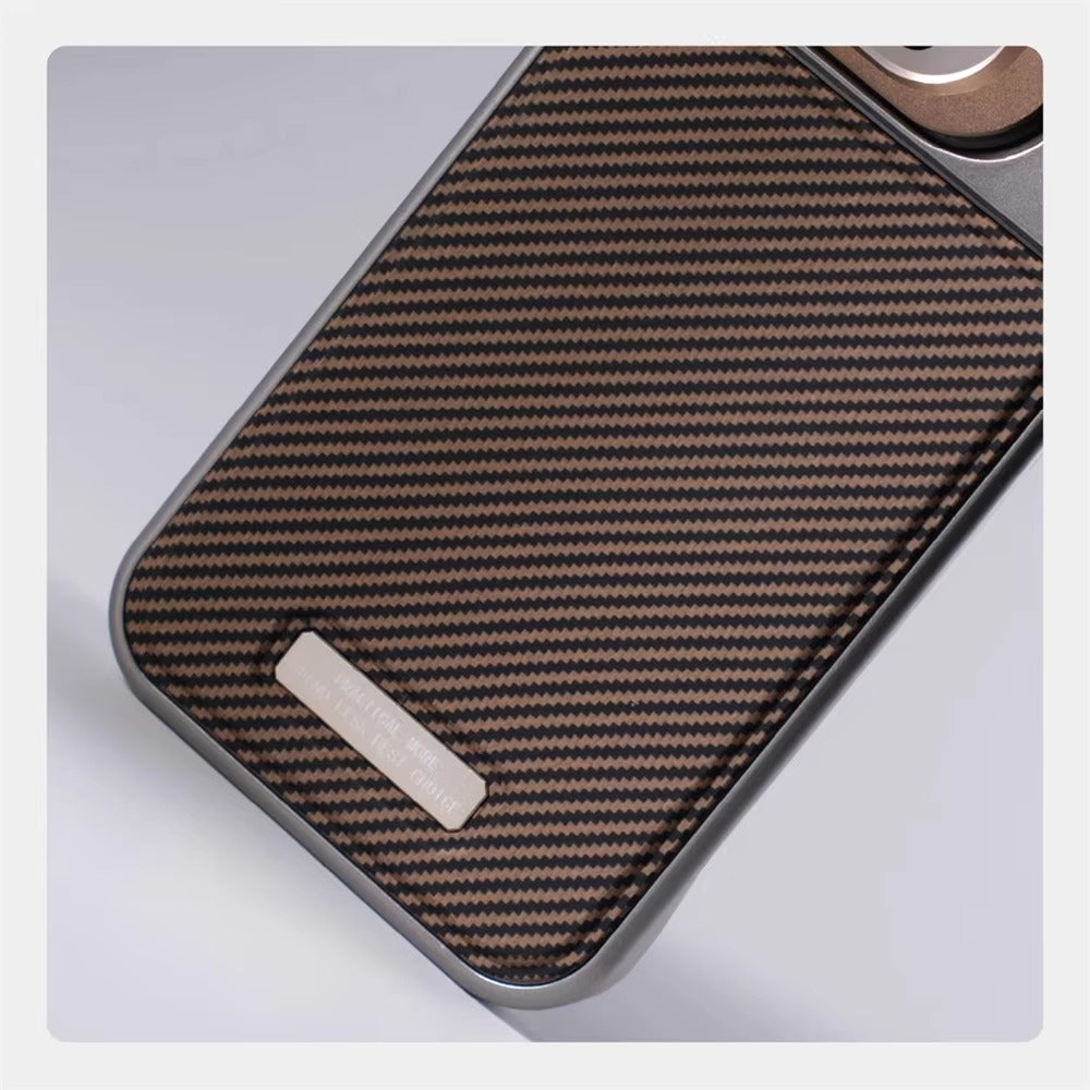 Luxury Apple iPhone Case, MagSafe Compatible, Camera Lens & Screen Protection, Ultra Thin, Shockproof, Magnetic Full All Around Cover – Frameless Carbon Fiber Pattern Slim Case with Lens Holder & Wireless Charging Support