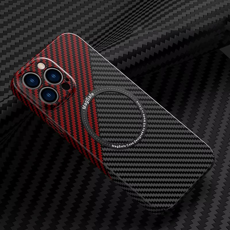 Premium Carbon Fiber Apple iPhone Case, MagSafe Compatible, Ultra Thin Magnetic Screen and Camera Guard, Sleek Matte Finish