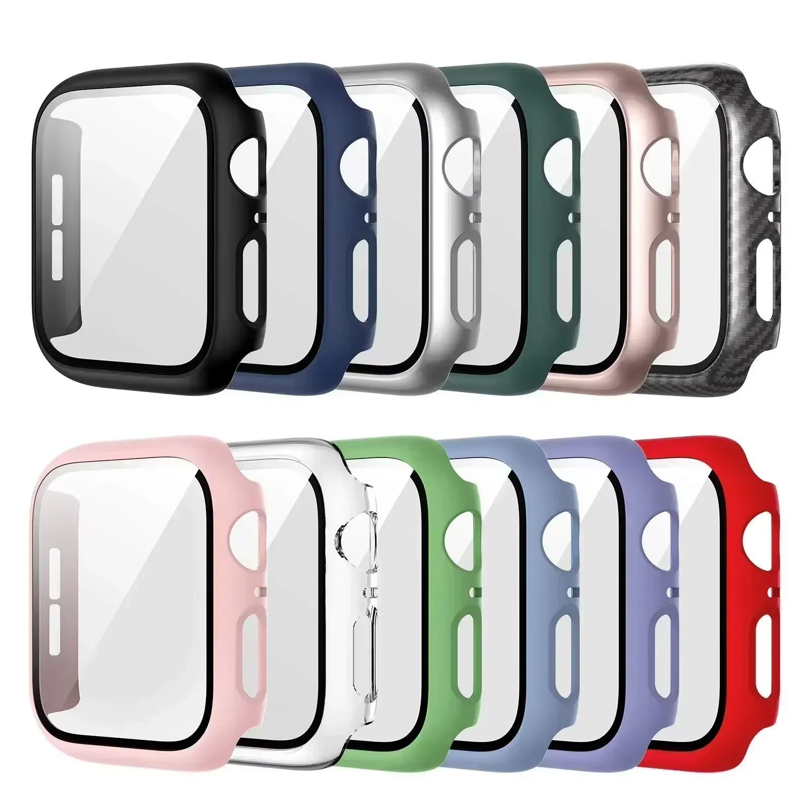 Tempered Glass Screen Protector Case – Full Cover Shockproof Bumper with Ultra-Clear Touch Glass, Compatible with 38mm to 45mm Smartwatches