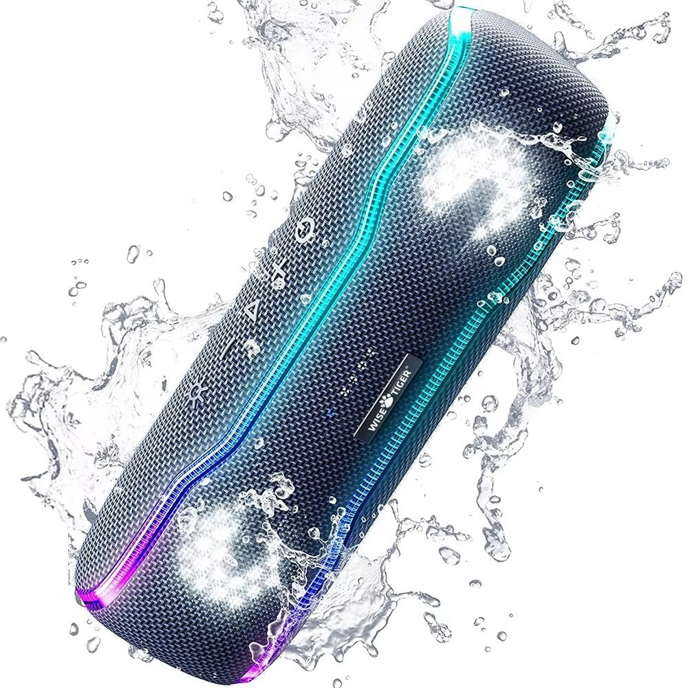 Premium Portable Bluetooth Speaker – IPX7 Waterproof Outdoor Sound Box with 25W Stereo Output, Colorful LED Lights, BT 5.3 Surround Sound System